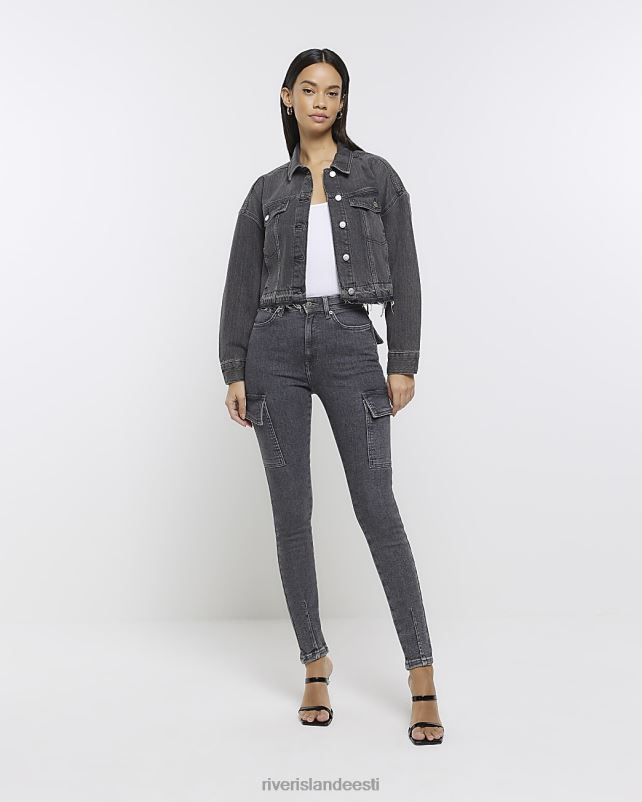 kehakate must naised River Island kärbitud teksajakk 44TLL1542