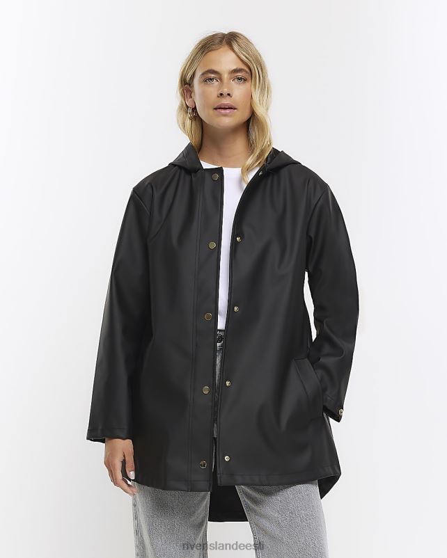 kehakate must naised River Island kapuutsiga vihmamakk 44TLL724