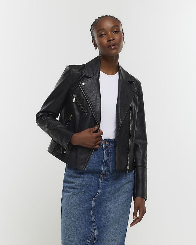 kehakate must naised River Island kunstnahast biker jope 44TLL140