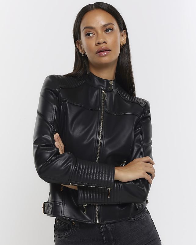 kehakate must naised River Island kunstnahast biker jope 44TLL3769