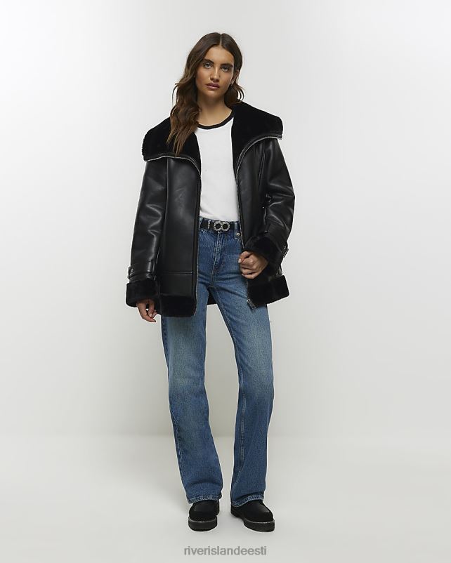 kehakate must naised River Island kunstnahast lenduri jope 44TLL3728