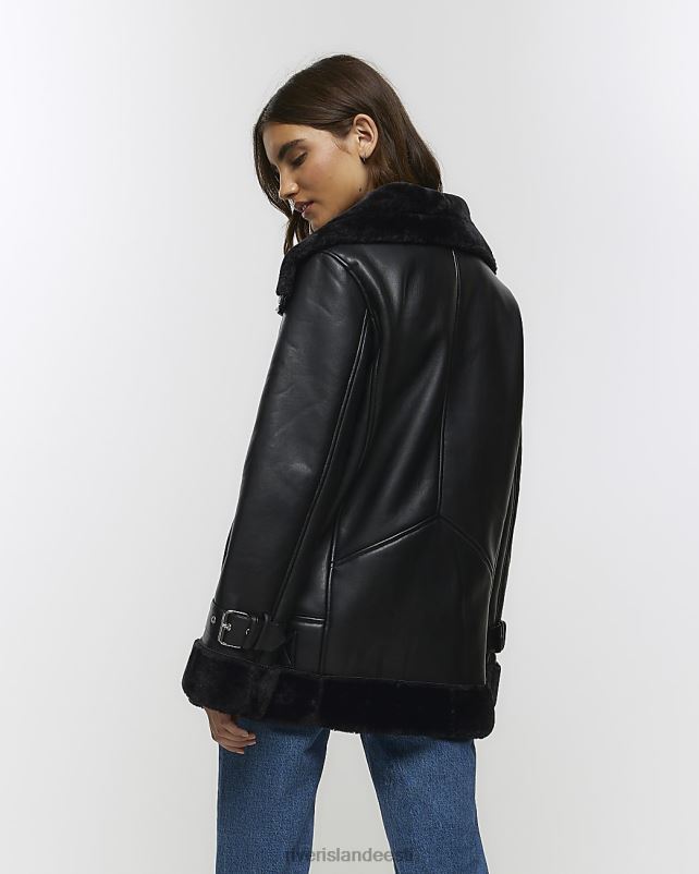 kehakate must naised River Island kunstnahast lenduri jope 44TLL3728