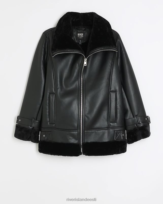 kehakate must naised River Island kunstnahast lenduri jope 44TLL3728