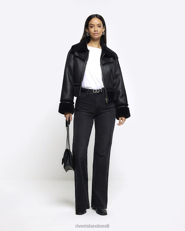 kehakate must naised River Island kunstnahast lenduri jope 44TLL3808