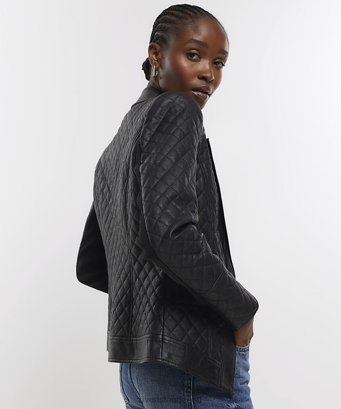 kehakate must naised River Island kunstnahast tepitud bleiser 44TLL742