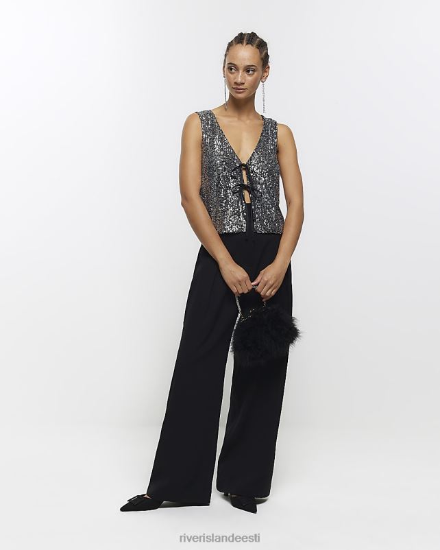 kehakate must naised River Island litrid lipsuga ees vest 44TLL417