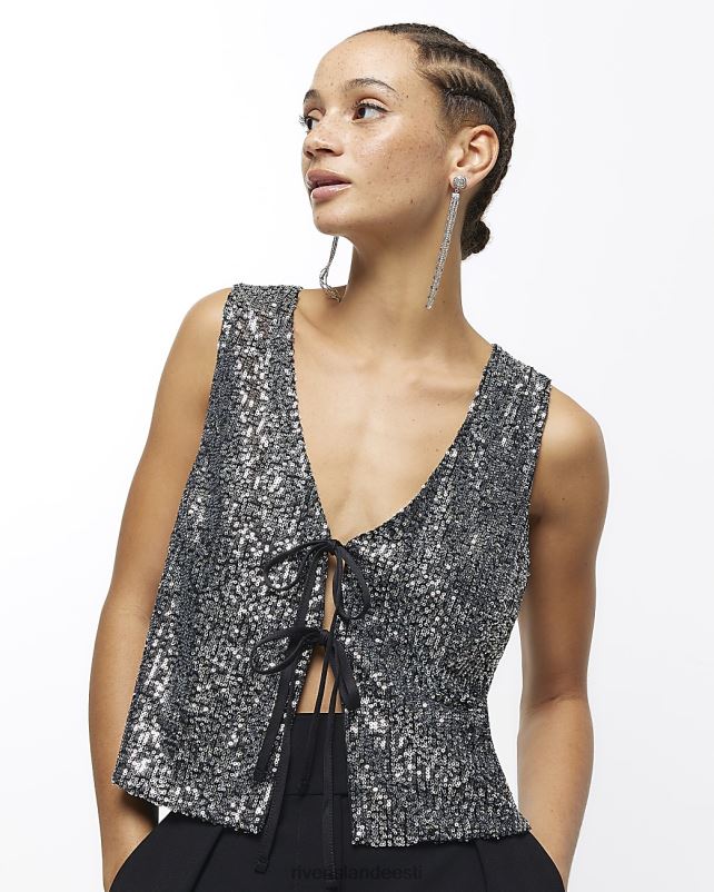 kehakate must naised River Island litrid lipsuga ees vest 44TLL417