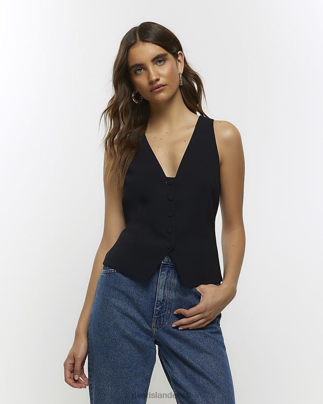 kehakate must naised River Island nööbiga ees vest 44TLL3851