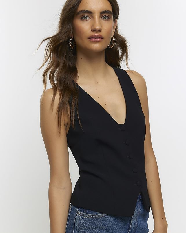 kehakate must naised River Island nööbiga ees vest 44TLL3851