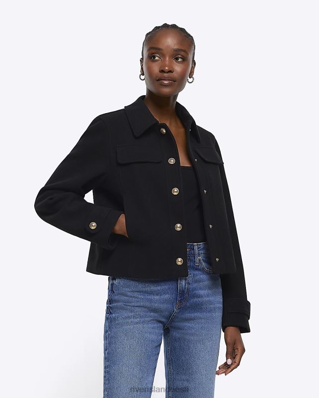 kehakate must naised River Island nööpidega crop jope 44TLL26
