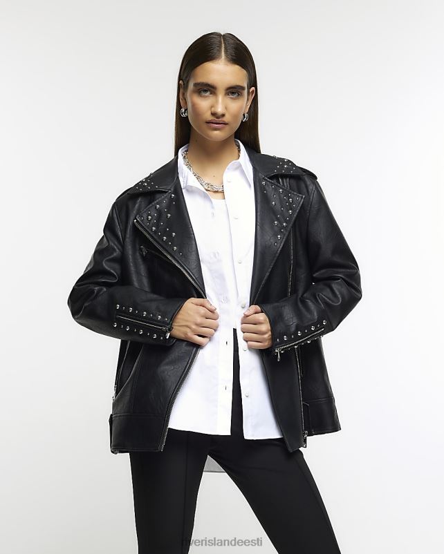 kehakate must naised River Island naastidega ülisuur biker jope 44TLL3937
