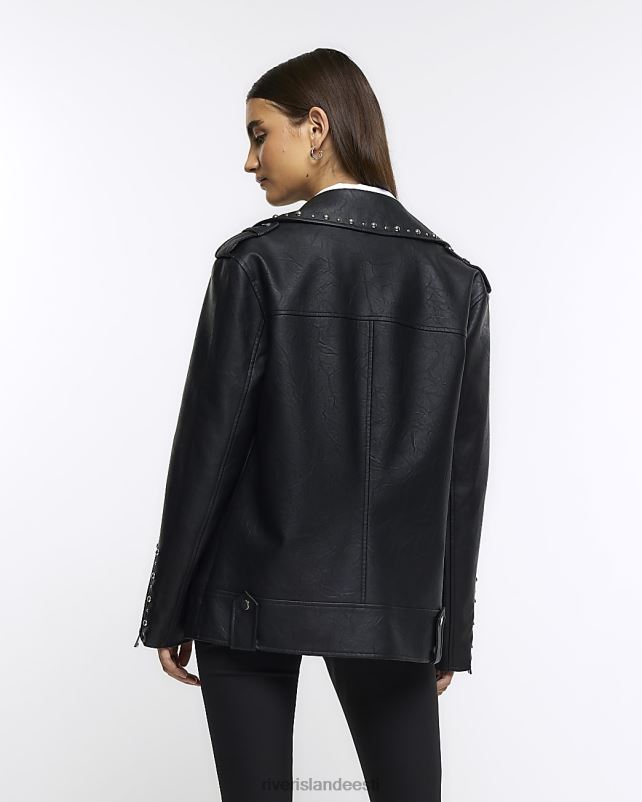 kehakate must naised River Island naastidega ülisuur biker jope 44TLL3937