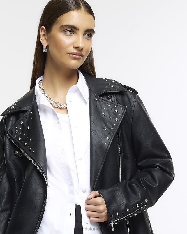 kehakate must naised River Island naastidega ülisuur biker jope 44TLL3937