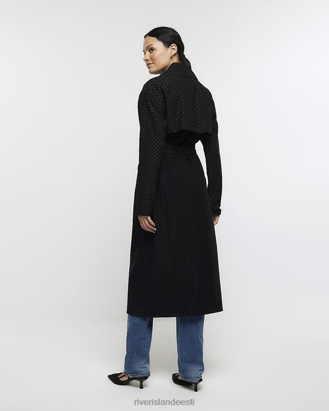 kehakate must naised River Island naastudega õngejadaga trentšmantel 44TLL4307