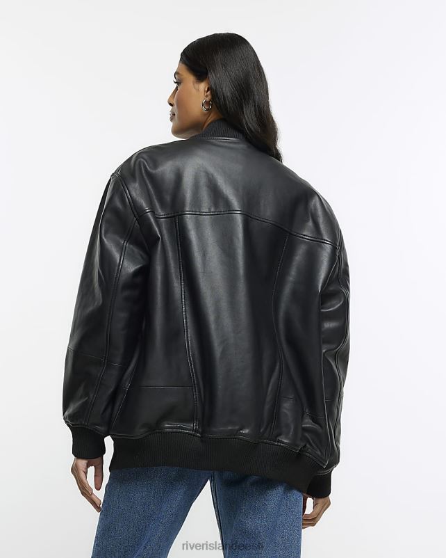 kehakate must naised River Island nahast bomber jope 44TLL4445