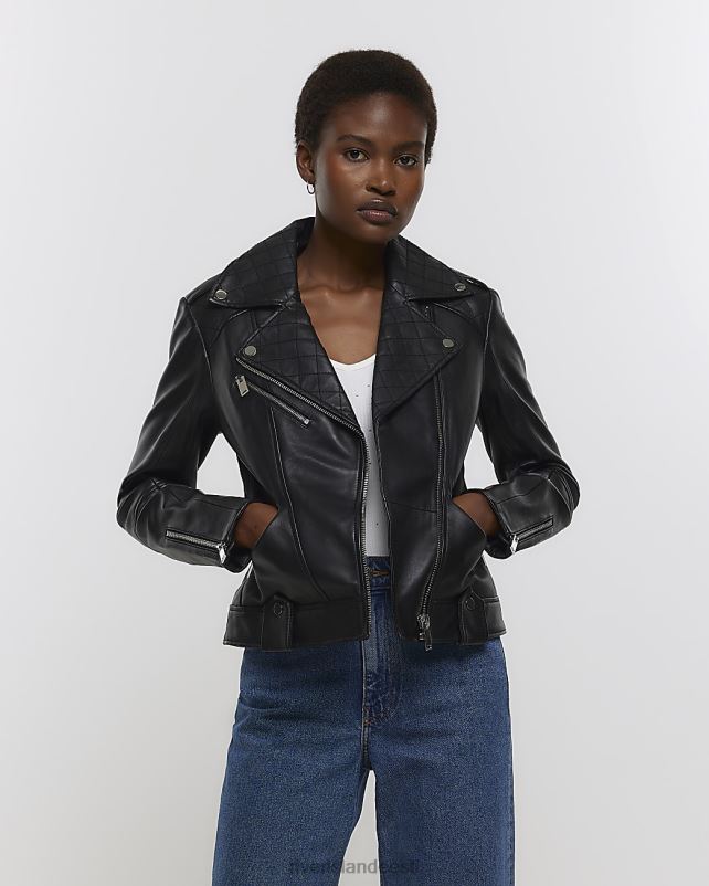 kehakate must naised River Island nahast lukuga biker jope 44TLL4254