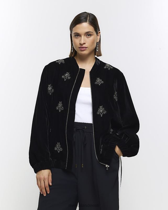 kehakate must naised River Island pluss kaunistusega jakk 44TLL5066