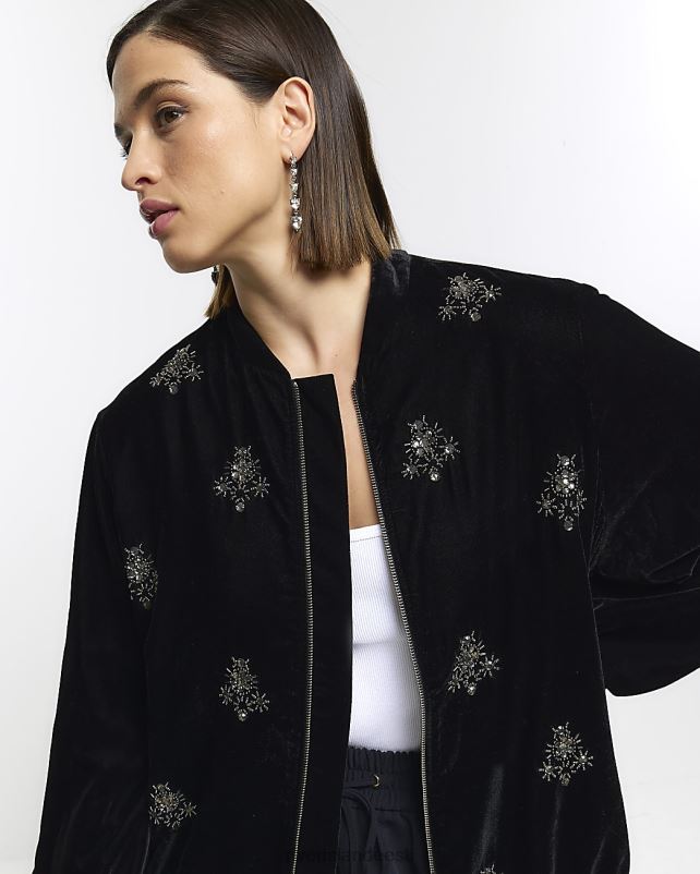 kehakate must naised River Island pluss kaunistusega jakk 44TLL5066