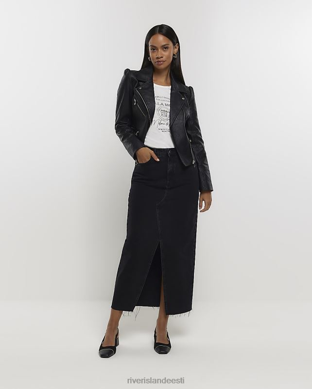 kehakate must naised River Island puhv varrukatega biker jope 44TLL4465