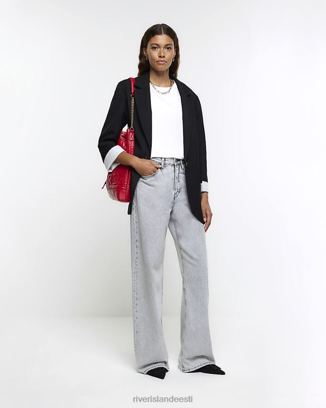 kehakate must naised River Island rullitud varrukatega bleiser 44TLL201