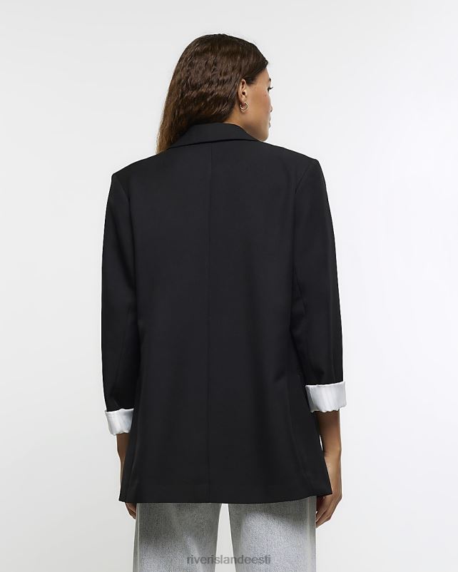 kehakate must naised River Island rullitud varrukatega bleiser 44TLL201