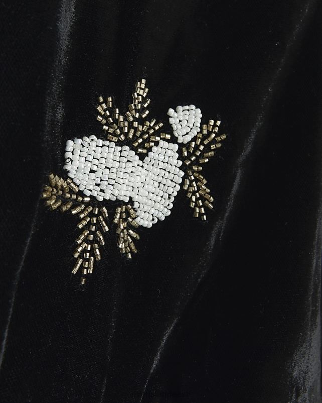 kehakate must naised River Island sametiga kaunistatud kimono 44TLL3888