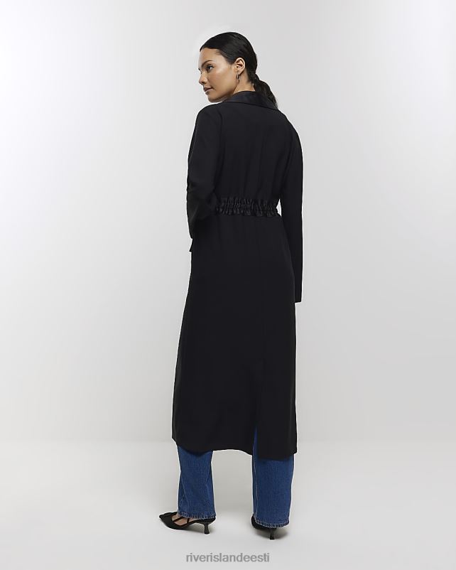 kehakate must naised River Island satiinist õngejadaga tolmumantel 44TLL954