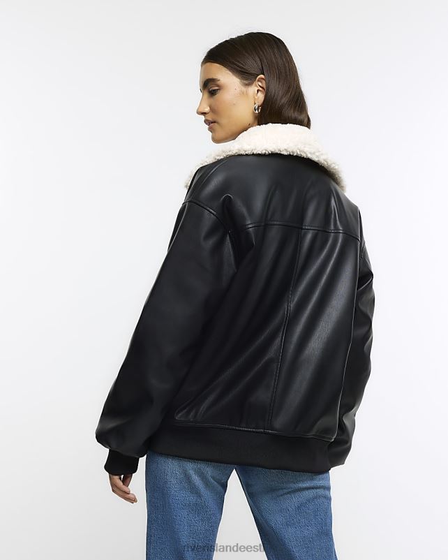 kehakate must naised River Island shearling bomber jope 44TLL3830