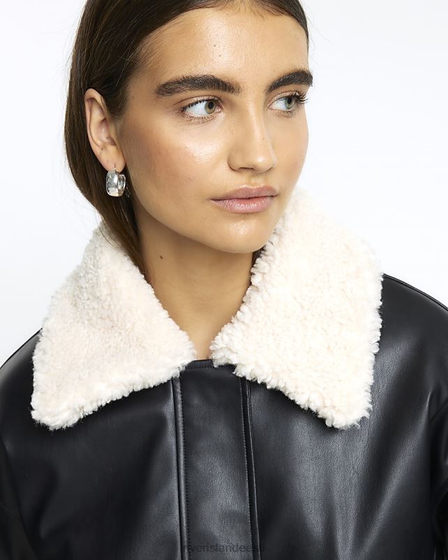 kehakate must naised River Island shearling bomber jope 44TLL3830