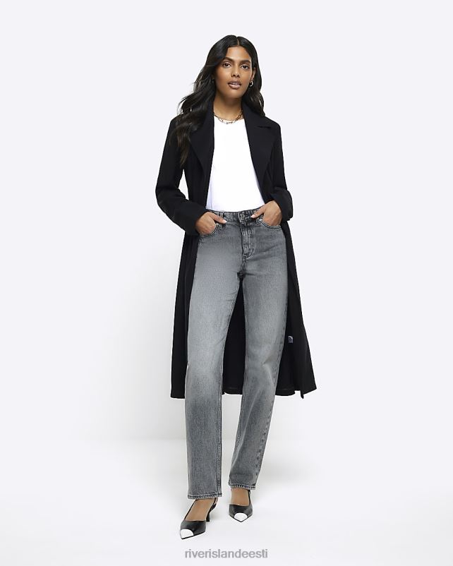 kehakate must naised River Island vööga trentšmantel 44TLL4081