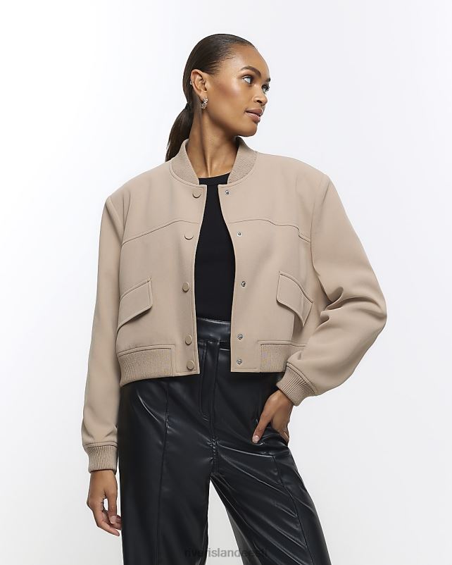 kehakate pruun naised River Island kohandatud crop bomber jope 44TLL20