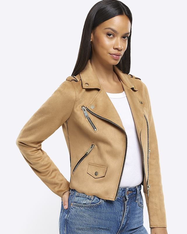 kehakate pruun naised River Island kunstnahast biker jope 44TLL4324