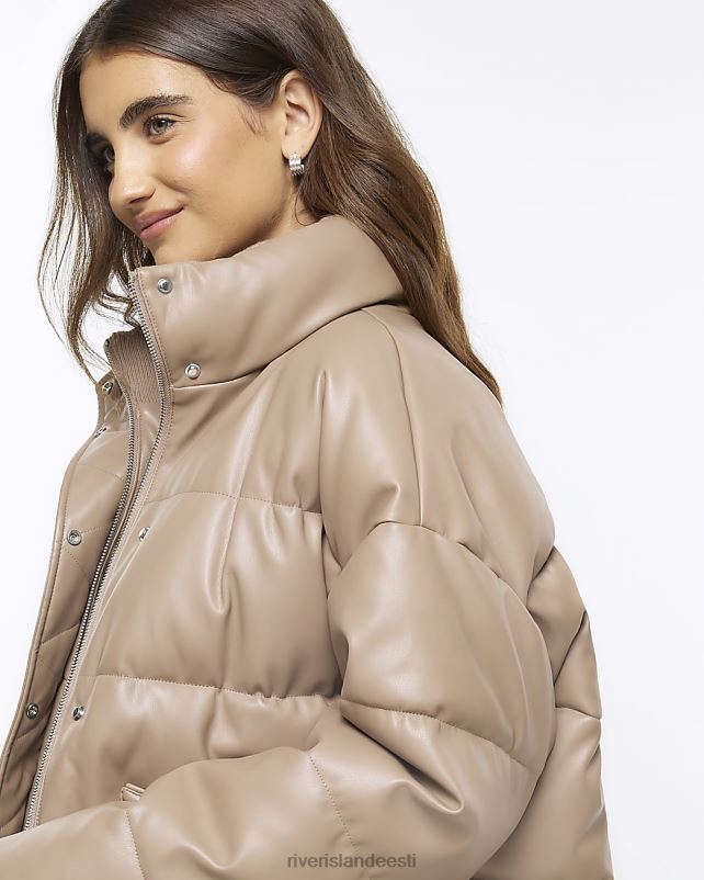kehakate pruun naised River Island kunstnahast polsterdatud jope 44TLL806
