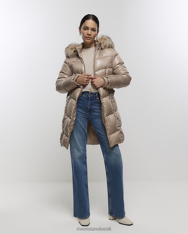 kehakate pruun naised River Island liibuv polsterdatud jope 44TLL66