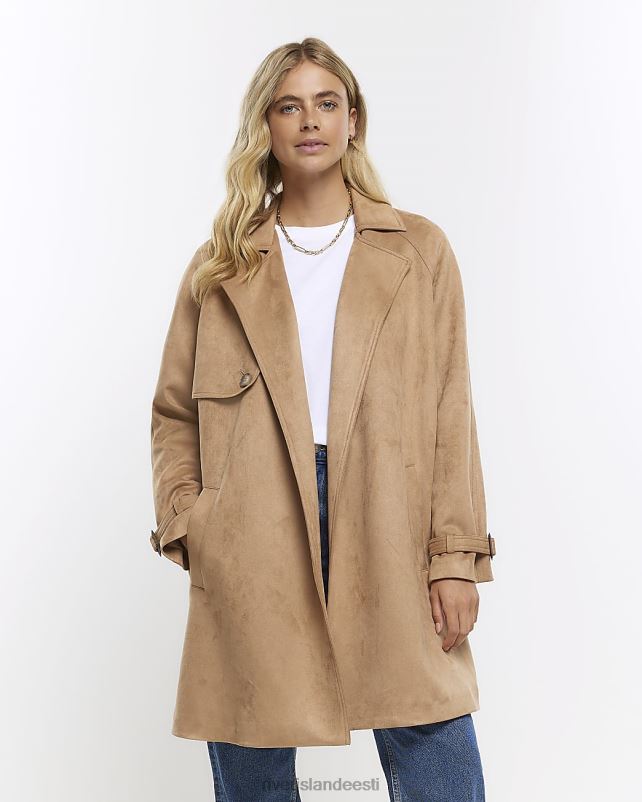 kehakate pruun naised River Island suedette õngejadaga trentšmantel 44TLL4091