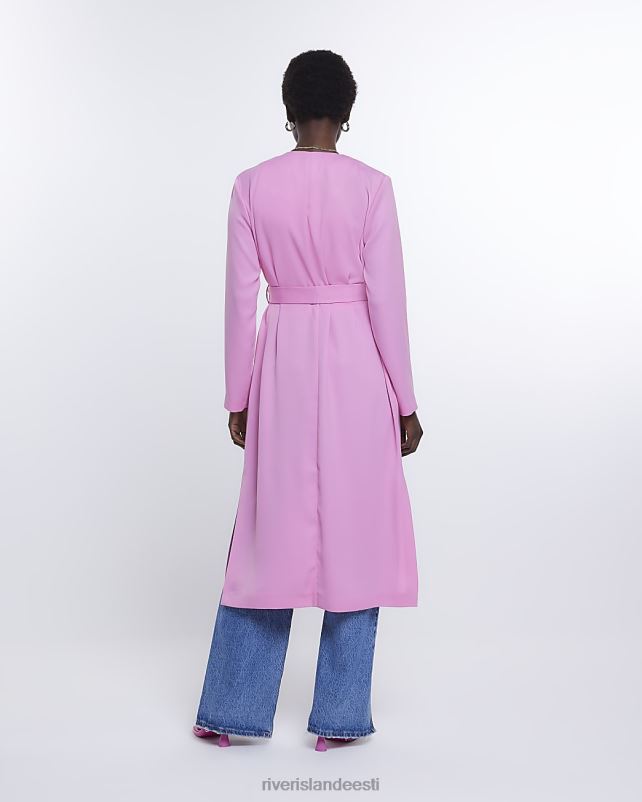 kehakate roosa naised River Island satiinist lipsuga talje tolmumantel 44TLL1432