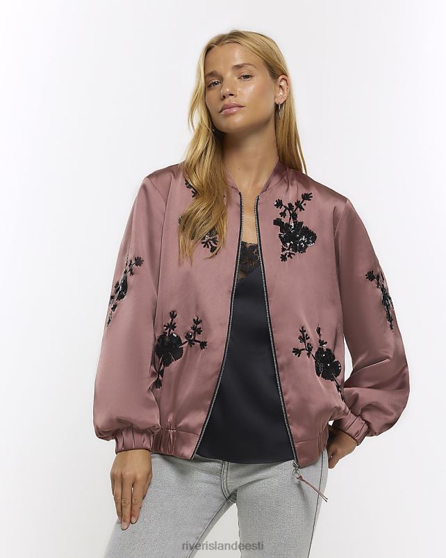 kehakate roosa naised River Island satiinkaunistusega bomber jope 44TLL4349