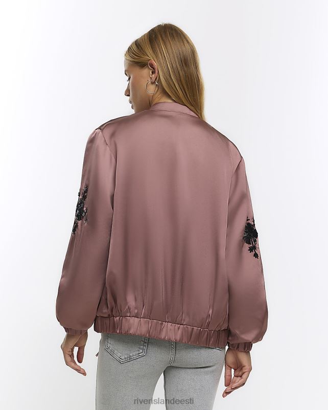 kehakate roosa naised River Island satiinkaunistusega bomber jope 44TLL4349