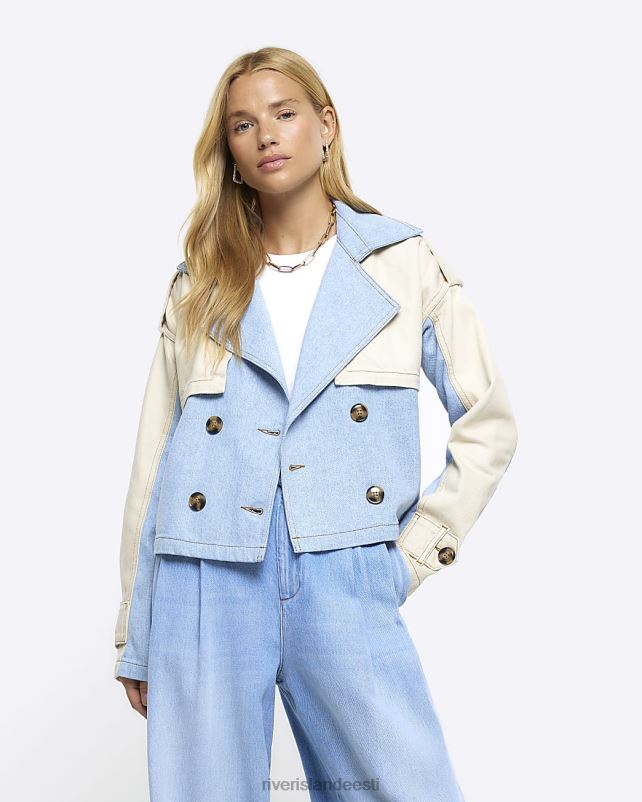 kehakate sinine naised River Island denim crop trench jope 44TLL3748