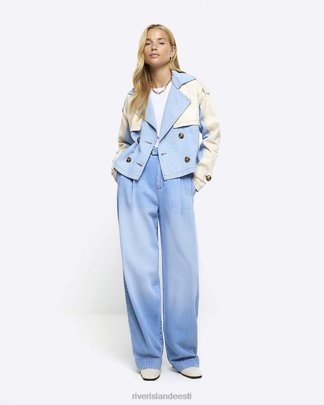 kehakate sinine naised River Island denim crop trench jope 44TLL3748
