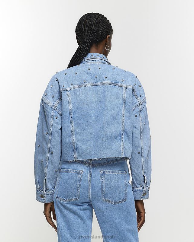 kehakate sinine naised River Island kaunistatud crop teksajakk 44TLL4041