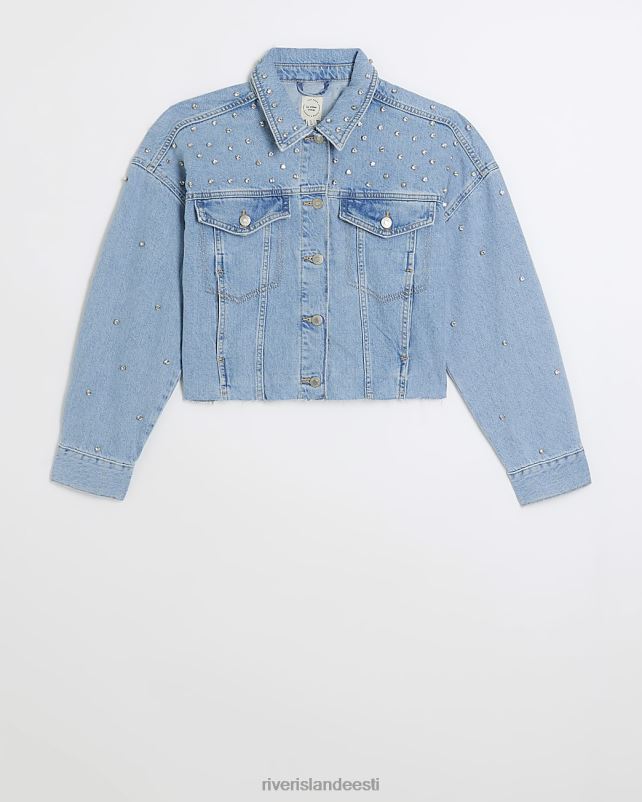 kehakate sinine naised River Island kaunistatud crop teksajakk 44TLL4041