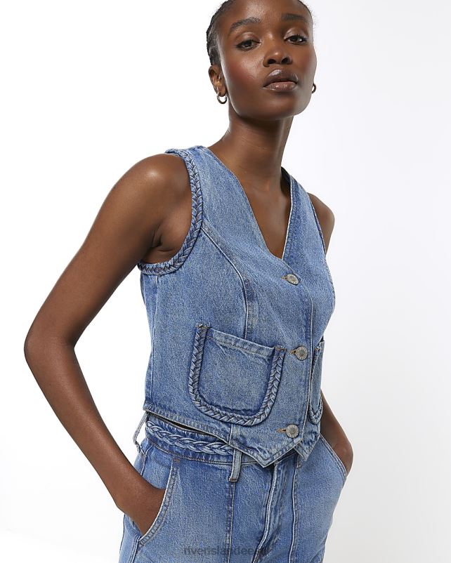 kehakate sinine naised River Island palmikdetailidega teksavest 44TLL4686