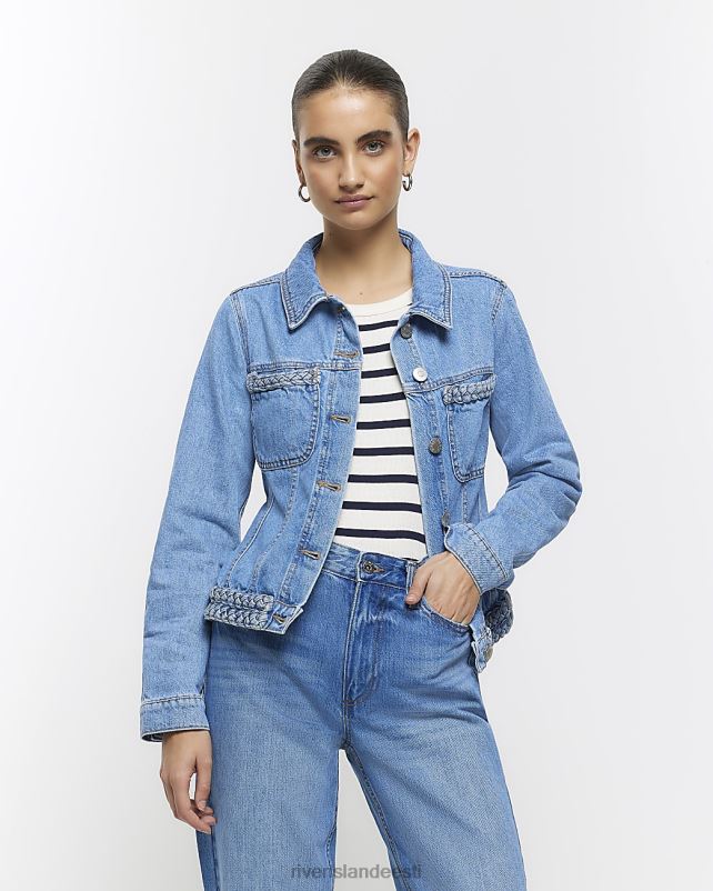 kehakate sinine naised River Island teksapalmikuga detailiga jakk 44TLL4667