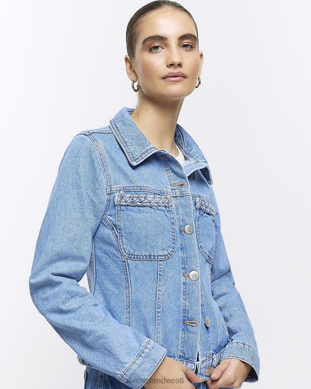 kehakate sinine naised River Island teksapalmikuga detailiga jakk 44TLL4667