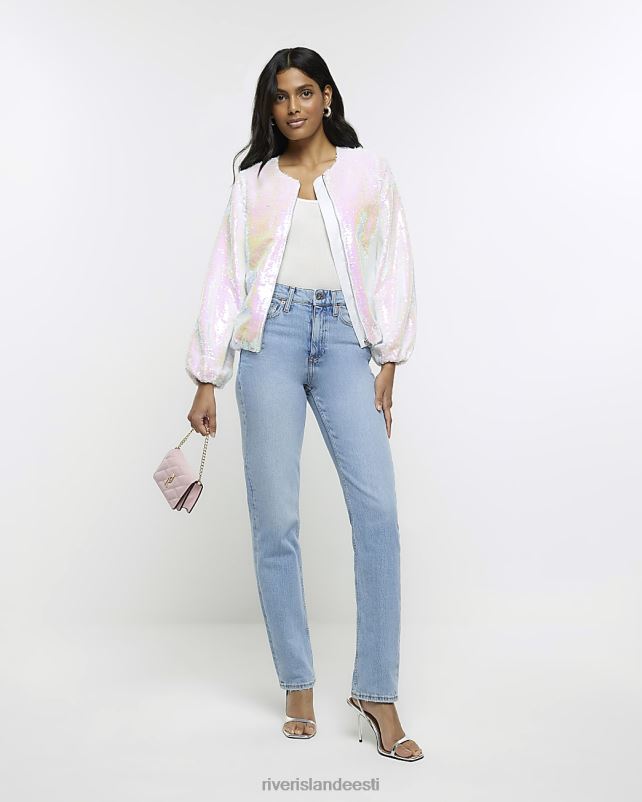 kehakate valge naised River Island sillerdav litriga bomber jope 44TLL1106