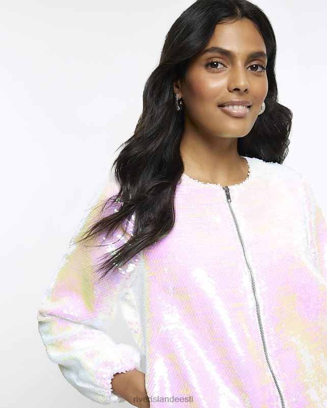 kehakate valge naised River Island sillerdav litriga bomber jope 44TLL1106