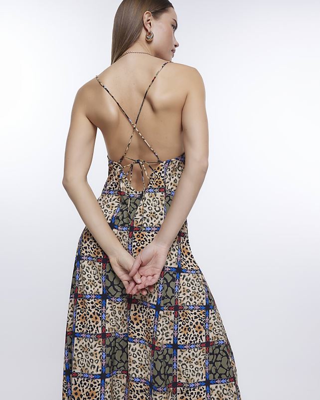 kehakate beež naised River Island loomamustriga smock maxi kleit 44TLL4772