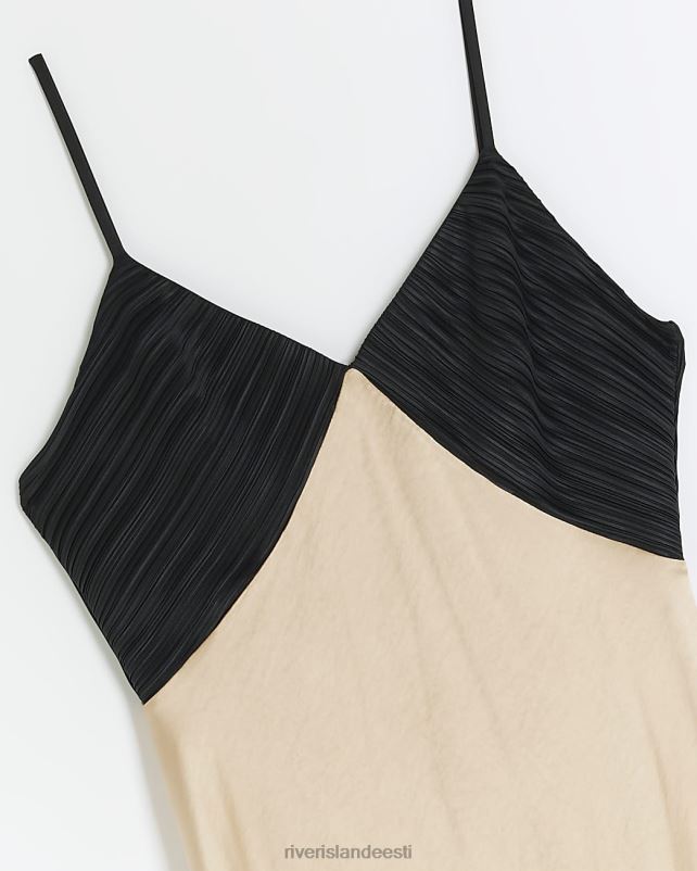 kehakate beež naised River Island satiinist värvi plokk-maksikleit 44TLL4248