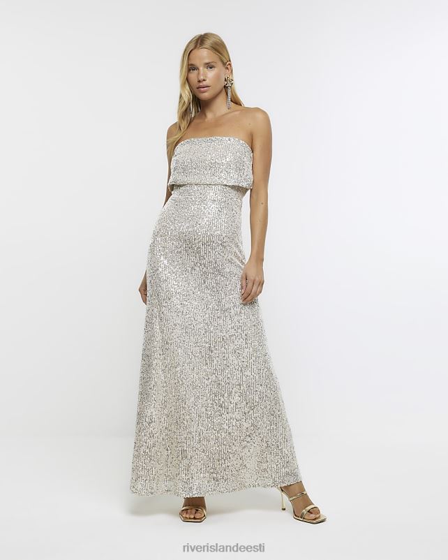 kehakate hõbedane naised River Island litritega bandeau maksikleit 44TLL3967
